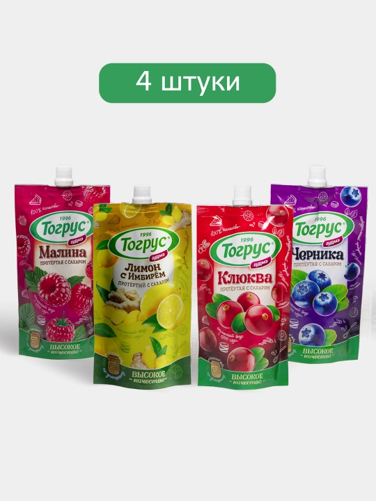 Shakar bilan pyure qilingan rezavorlar, TOGRUS, 4 dona 250 gr - 