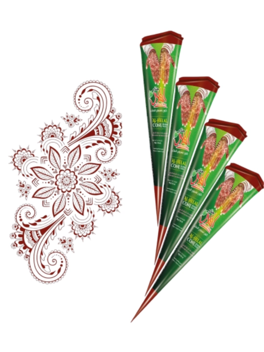 Al-Helal Henna Cone – Qizil, qora, jigarrang Xina Konusi (xina, saudiya hina, xina pasta ) - 