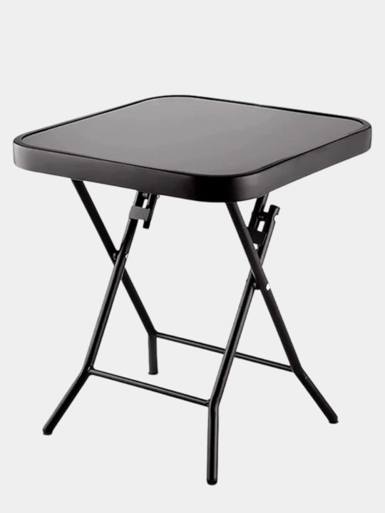 Frumos Robin yig'iladigan oshxona stoli 45x45 sm, metall karkas, shisha ustki qismlik
