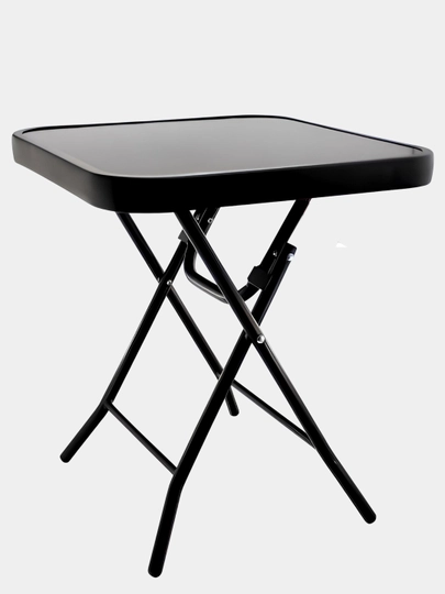 Frumos Robin yig'iladigan oshxona stoli 45x45 sm, metall karkas, shisha ustki qismlik