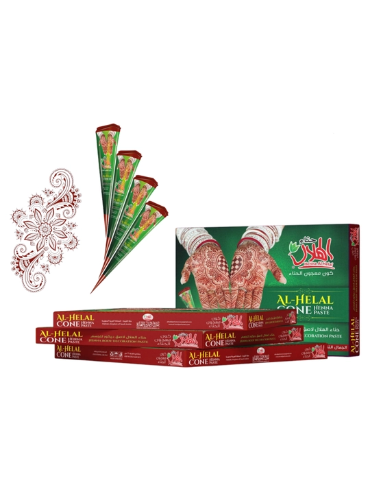 Al-Helal Henna Cone – Qizil, qora, jigarrang Xina Konusi (xina, saudiya hina, xina pasta )