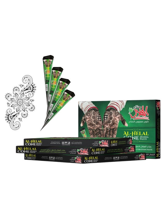 Al-Helal Henna Cone – Qizil, qora, jigarrang Xina Konusi (xina, saudiya hina, xina pasta )