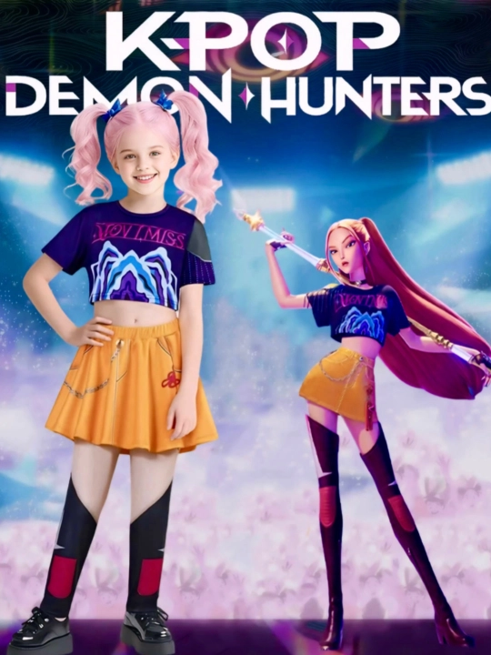 Qizlar uchun anime uslubidagi 'Kuromi' ko'ylagi, qizlar uchun K-pop kostyumi Huntrix - 