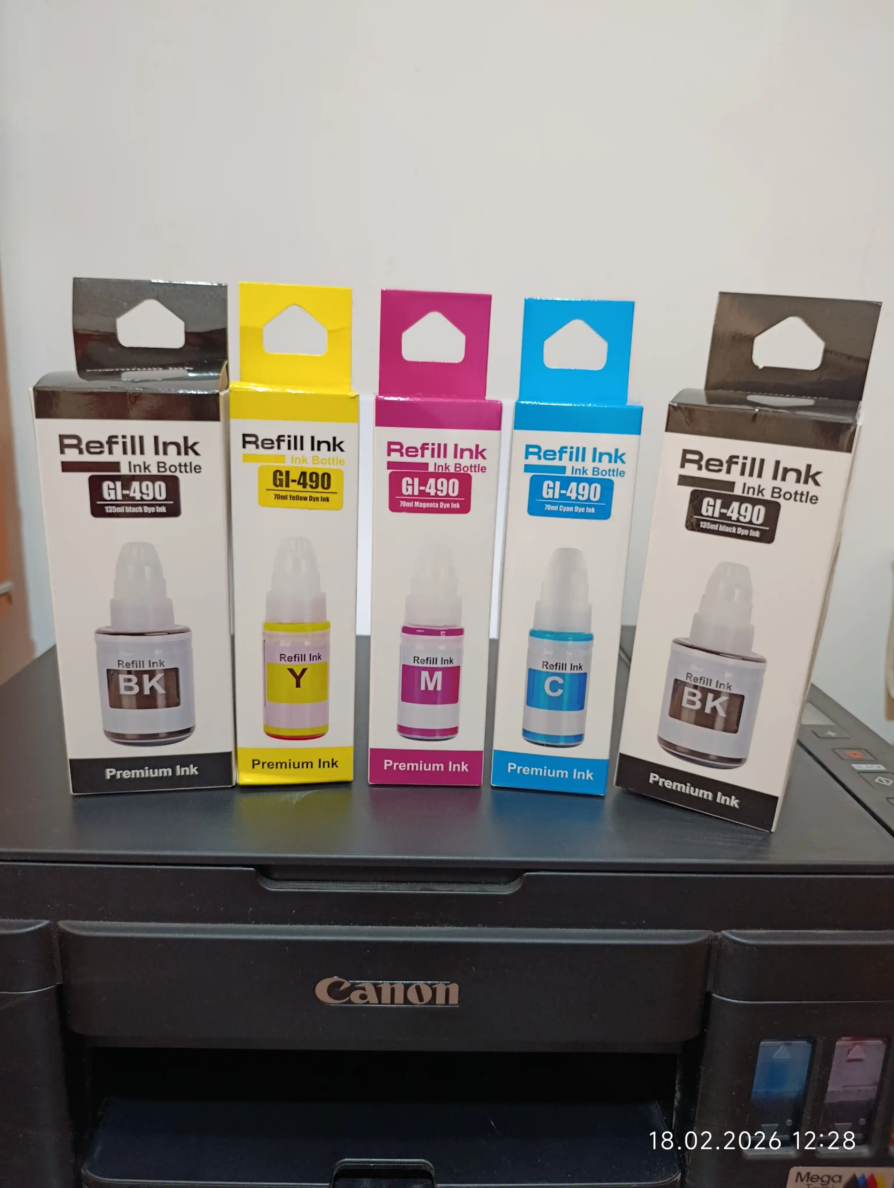 Printer siyoh Canon gi-490, G2411, G3411, G2410, G3410 (4 rang + 1 qora sovga)
