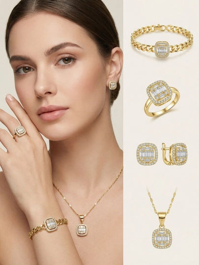 Комплект украшений, серьги, кольцо, браслет, цепочка, Messika Bvlgari, Vancleef — CARTEIR-XTOY-ГОРЧИЧ-XTOY8