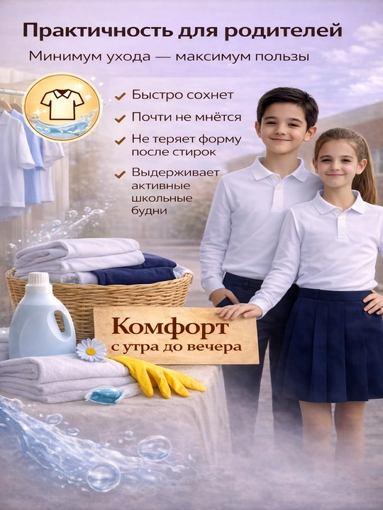 Рубашка поло для школы с длинным и коротким рукавом на мальчика и девочку