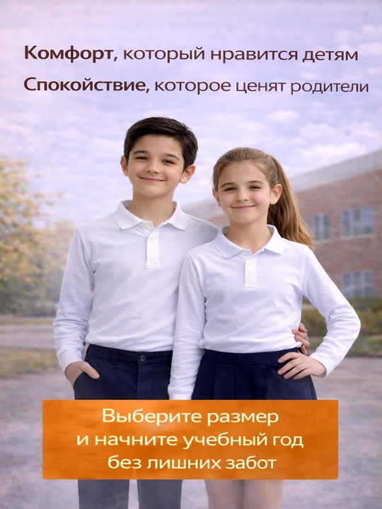 Рубашка поло для школы с длинным и коротким рукавом на мальчика и девочку