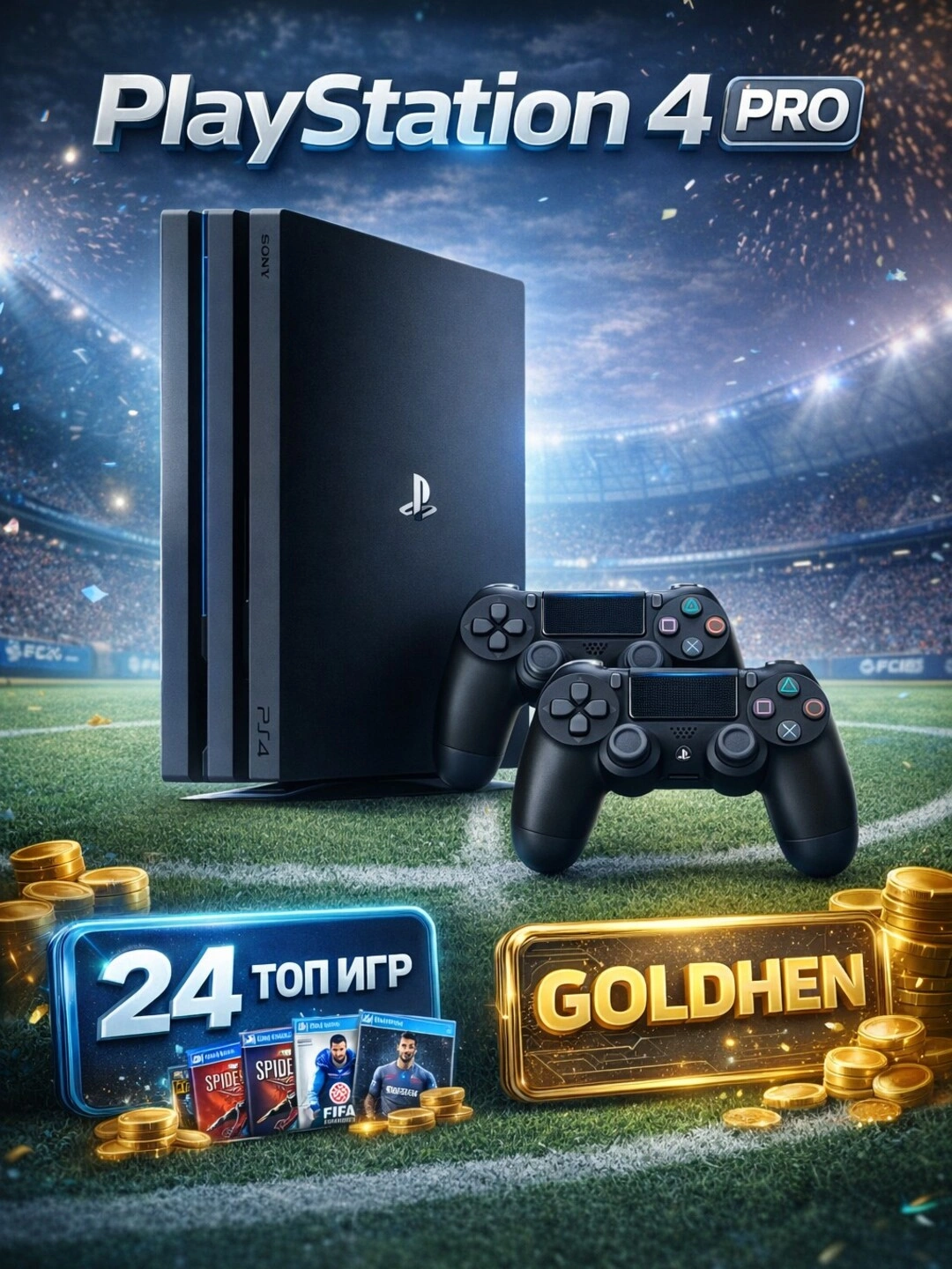 Игровые приставка Sony Playstation 4 PRO, c 24 играми- GOLDHEN за 4200000 сум со скидкой 19%. Uzum Market