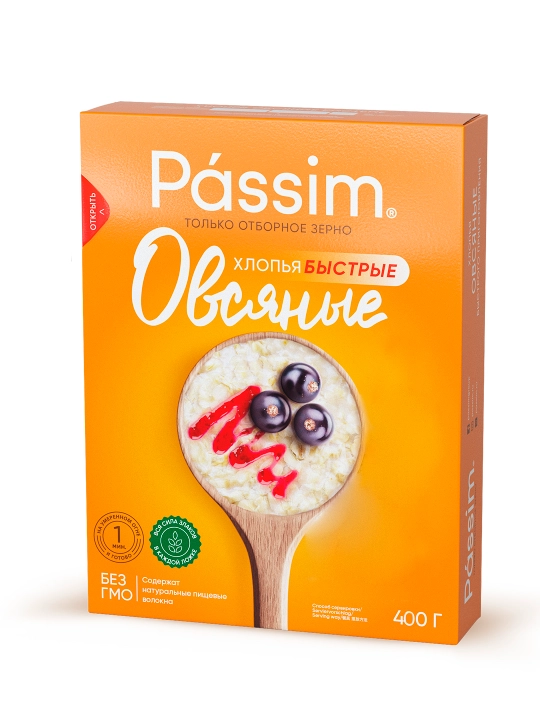 Tez suli uni parchalari 1 daqiqa Passim, 400 g, karton qadoqlash - 