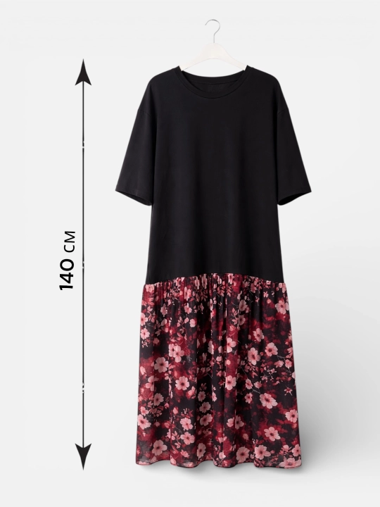 Ayollar uchun oversize libos, paxta, uzunligi 140 sm, cho‘ntakli, M–XXL o‘lchamlar