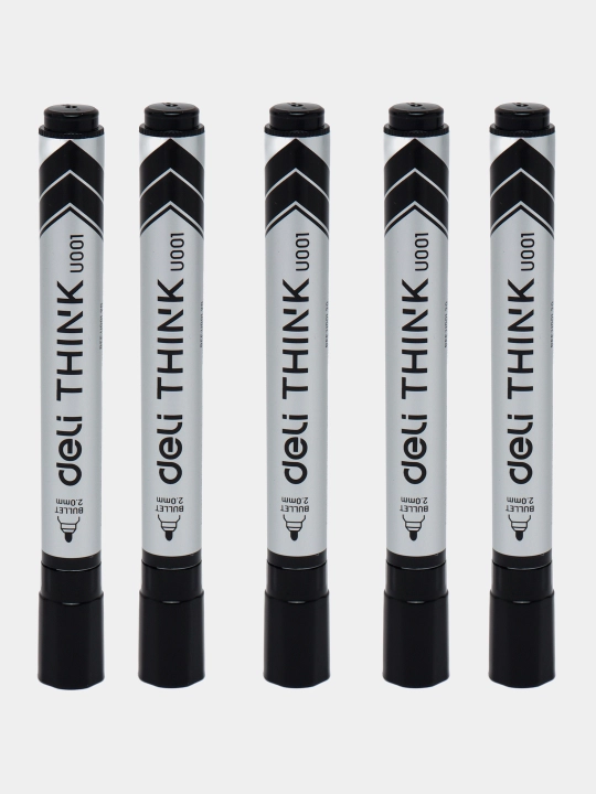 Oq taxta marker, 5 dona, qora, Deli 00120 - 