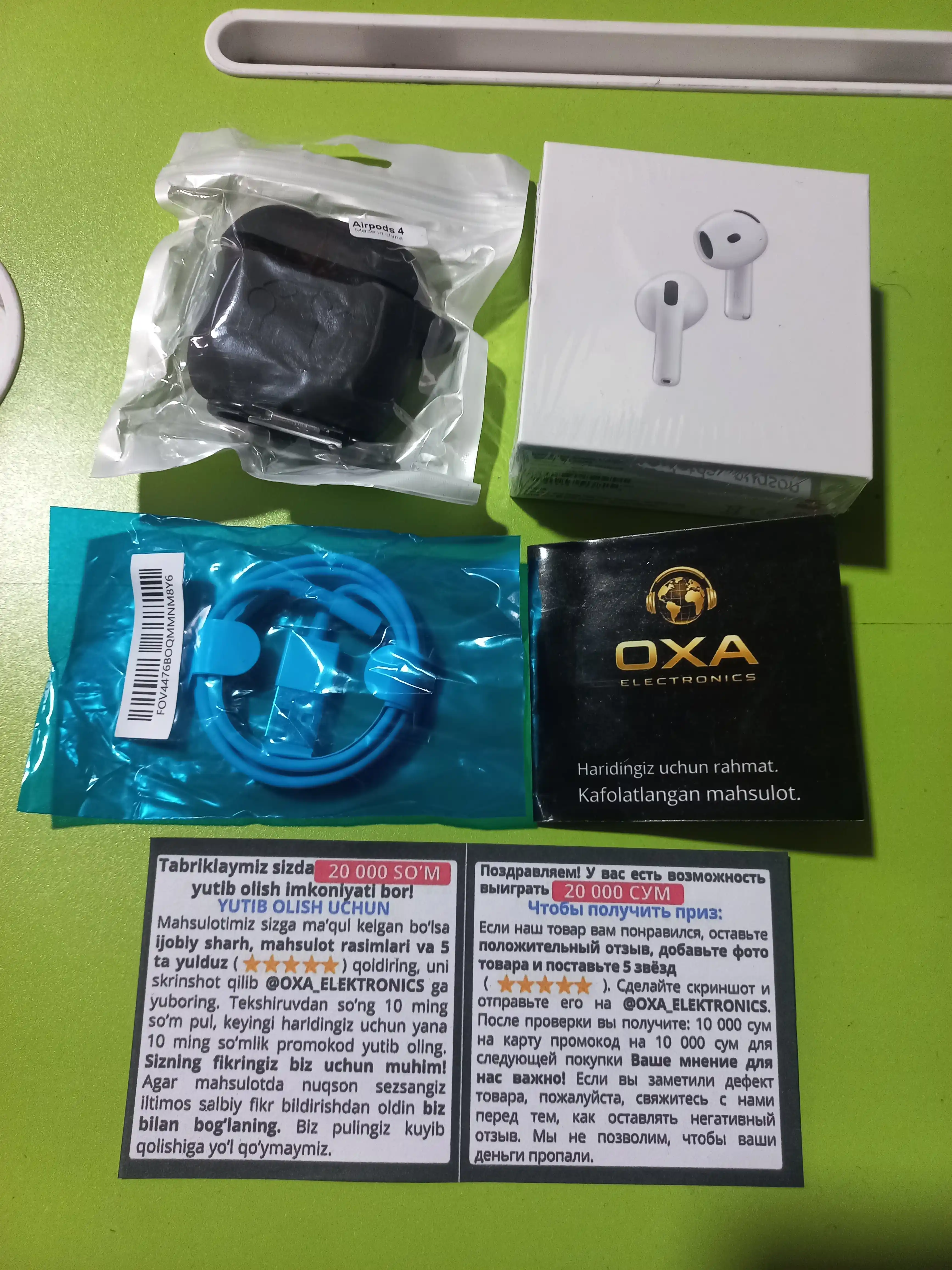 Simsiz quloqchinlar Pods 4, sensorli va blutuz naushniklar, iPhone va Android uchun