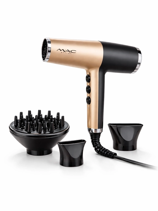 MAC Styler MC-6810 soch uchun fen, 1800W, ionizatsiyalangan, nasadkalar bilan