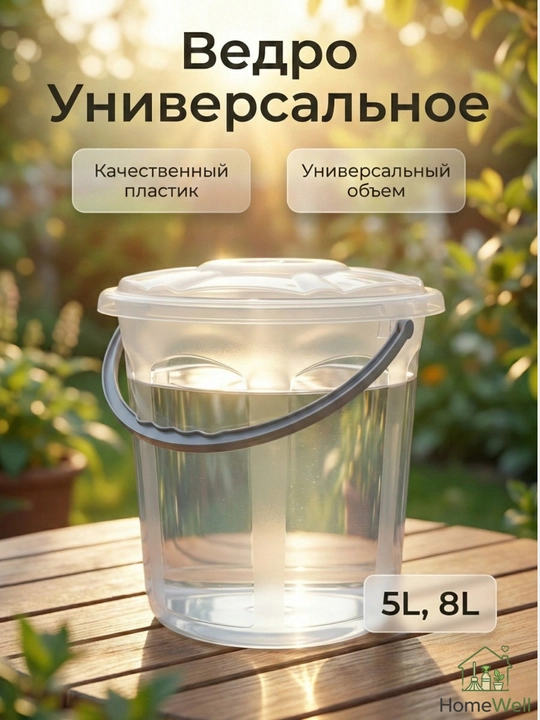 Ведро с крышкой, ведро хозяйственное, пластиковое ведро для продуктов - 