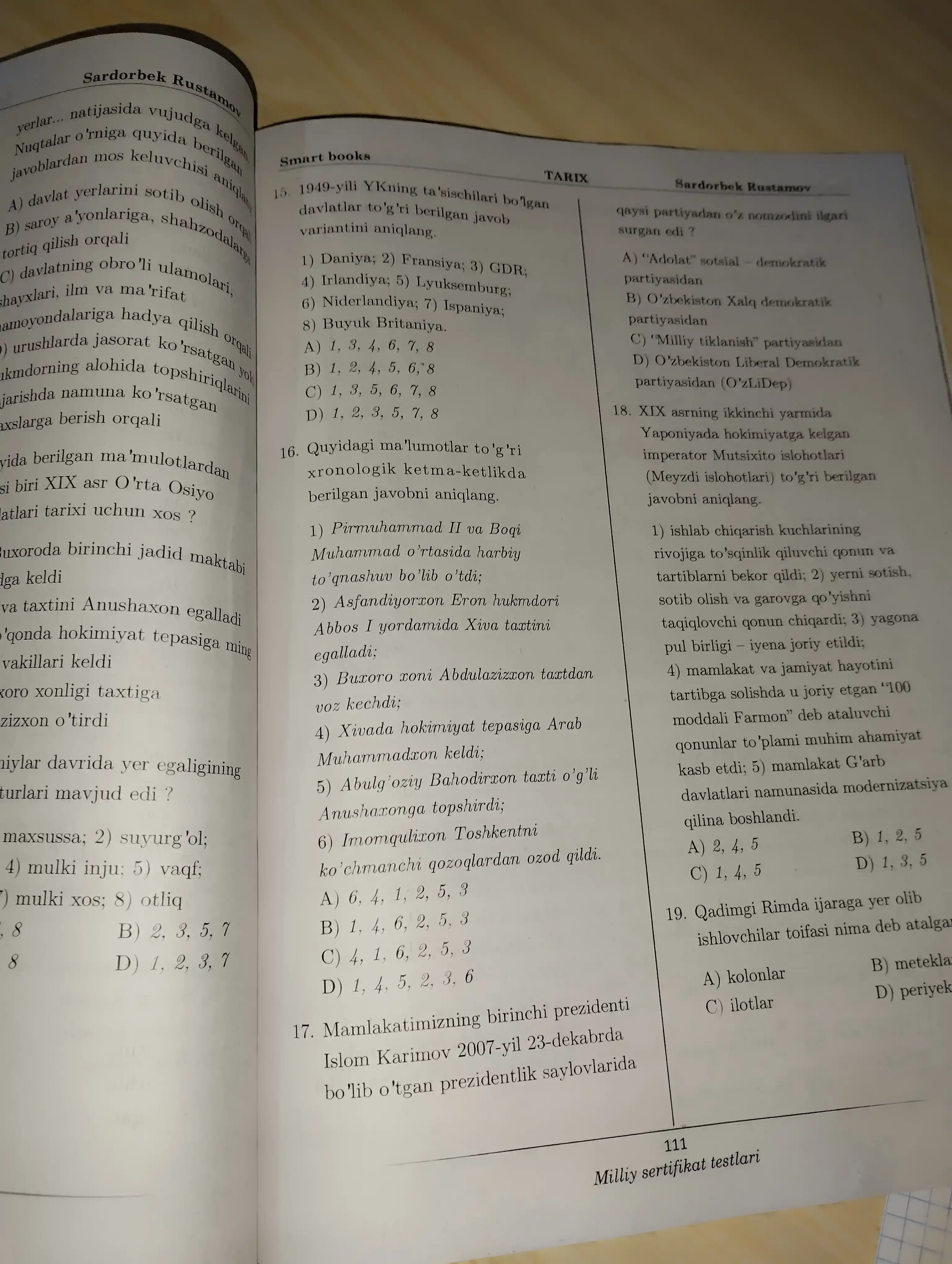 Тарих миллий сертификат а+2 va  3 qism