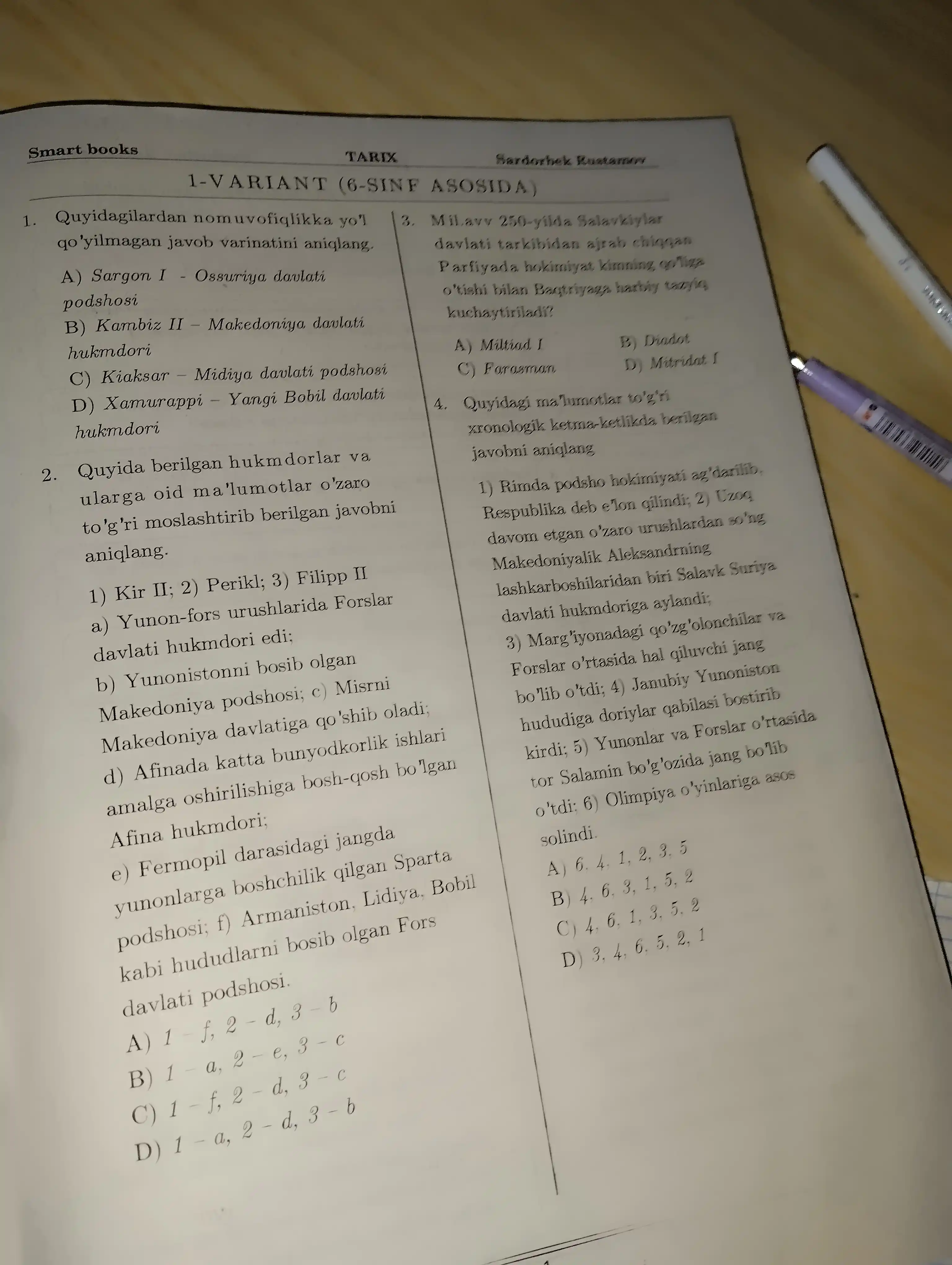 Тарих миллий сертификат а+2 va  3 qism