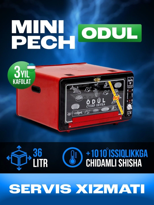 Mini pech ODUL-1010, 36L elektr duxovka, 3 yil kafolat - 