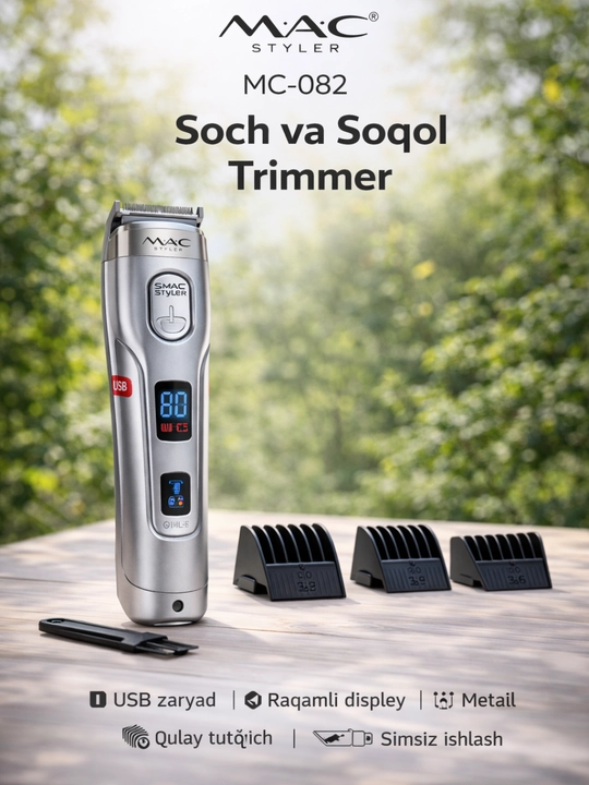 MAC Styler MC-082 Professional Soch va Soqol Trimmer, USB - 