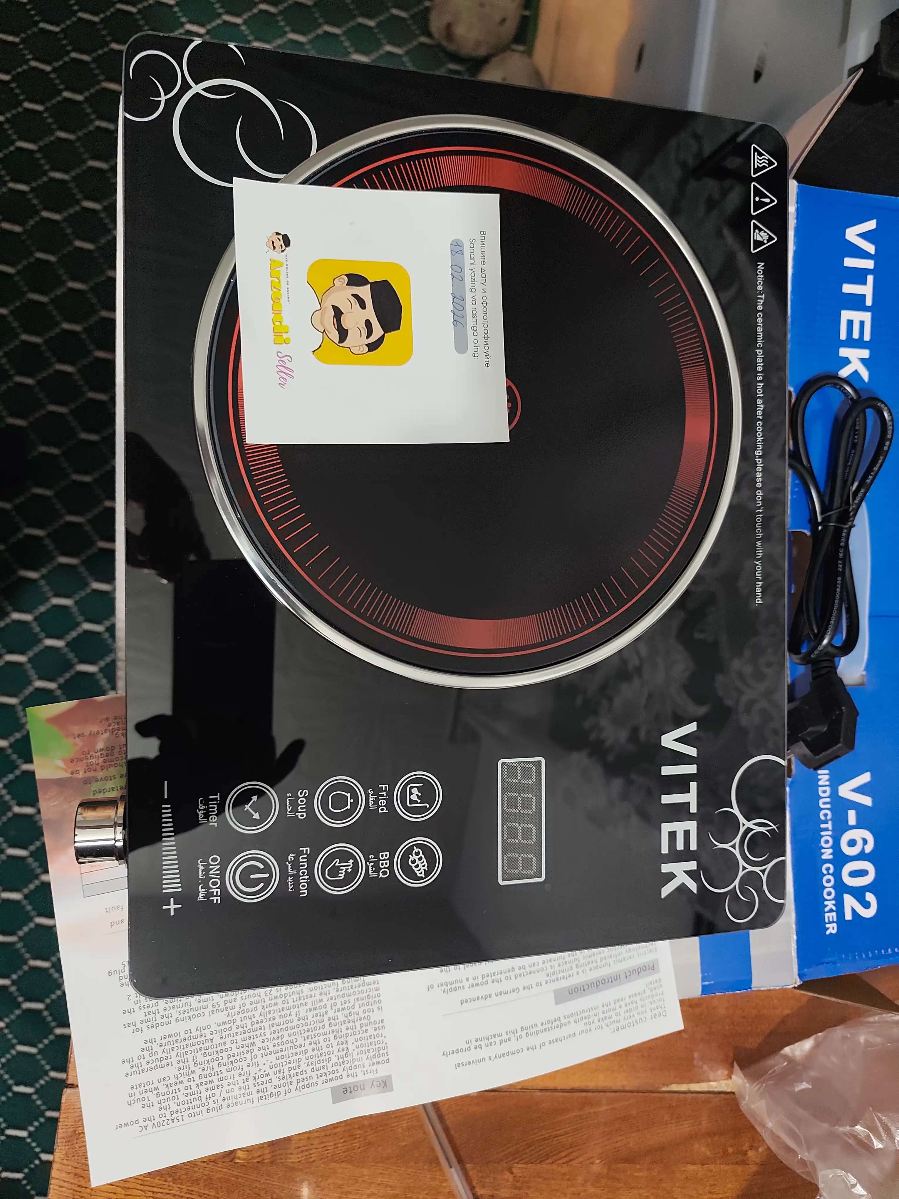 Индукционная плита Vitek V-7031 VITEK, сенсорная, 3800 Вт, 4 режима, для дома и дачи
