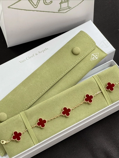 Браслеты для женщин и девочек Clover Van Cleef, не меняет цвет и не темнеет — FSNLADY-VANCLEF-АЛЫЙ