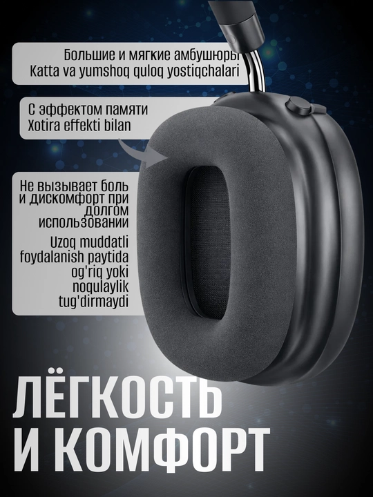 Simsiz quloqchinlar bluetooth naushnik AKZ MAX600 LED displey kompyuter va telefon uchun