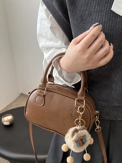 Сумка женская мини, брелок в подарок, экокожа, 2 ремня, 3 цвета — MIOBAGS-MINISUMKA1-КОРИЧН