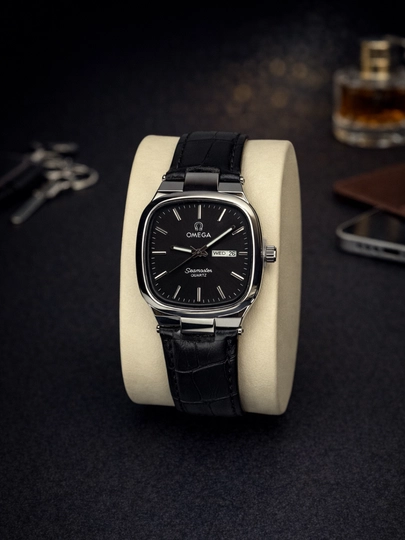 Классические мужские часы Omega, кожаный ремешок — SABR1-00W0042-ЧЕРН