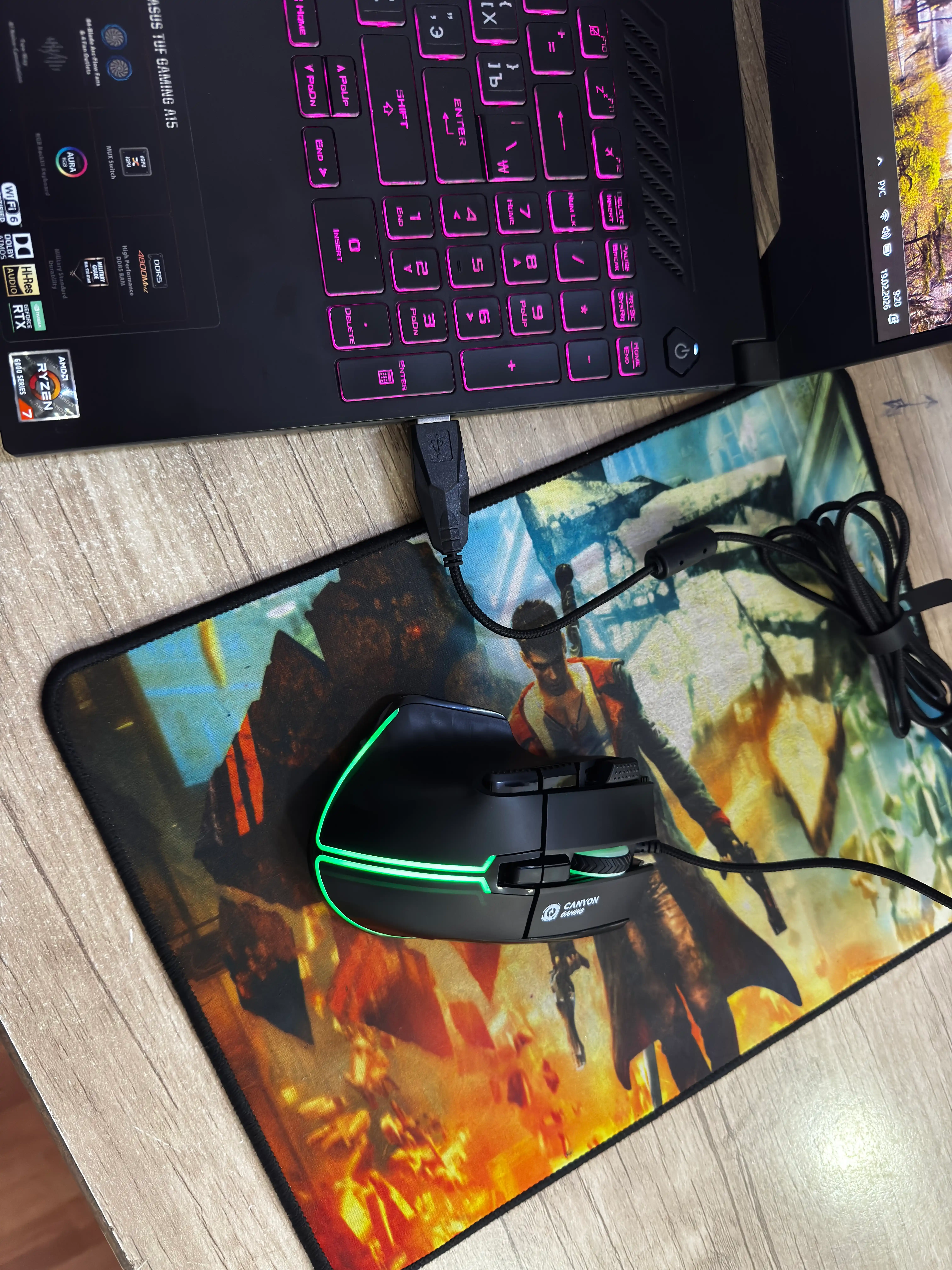 Gaming sichqoncha simli CANYON Fortnax GM-636, RGB yoritgich bilan