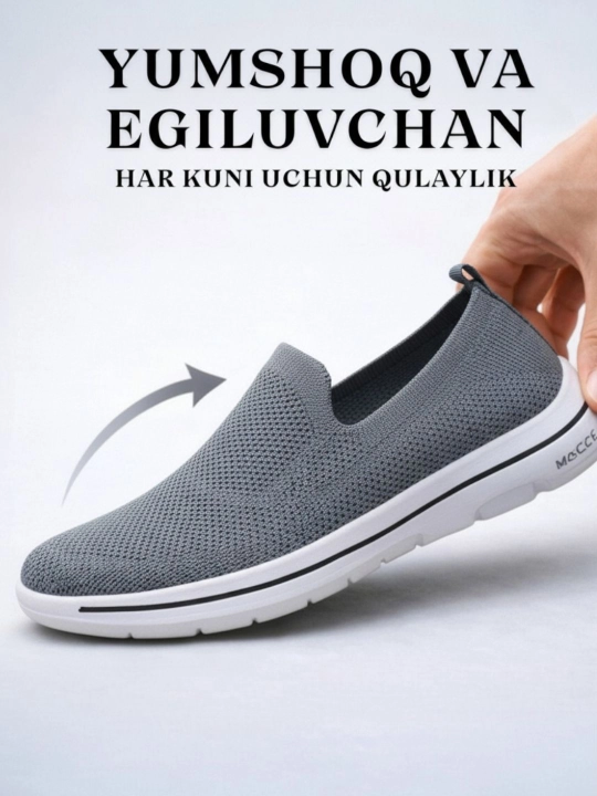 Erkaklar sliponlari yengil, nafas oluvchi, yozgi, har kunlik qulay oyoq kiyim