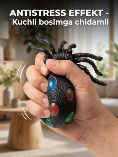 Чёрный паук Black Spider антистресс-игрушка из силикона и TPR — BEKKIDS-ORGIMCHAK-ЧЕРН
