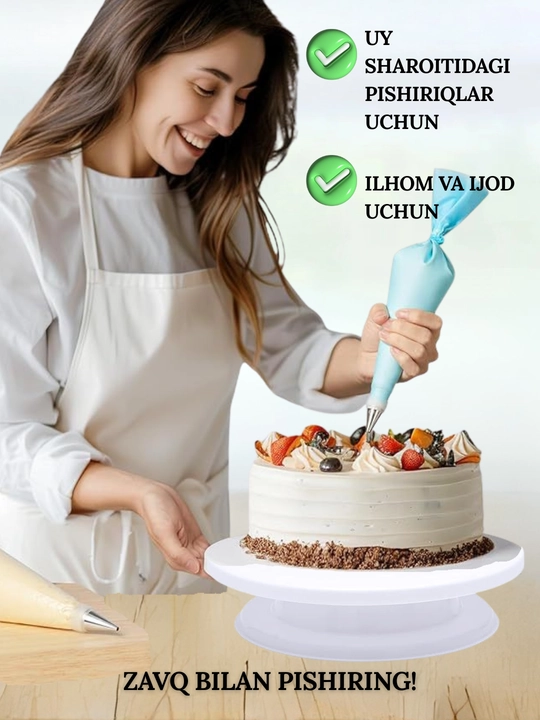 Tort va desertlar uchun aylanuvchi taglik (tortnitsa), 360° buriladigan, servis uchun