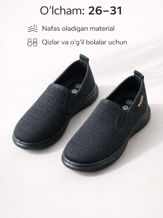 Bolalar uchun Slipon (setka) poyabzal — 26–36 o‘lcham - 