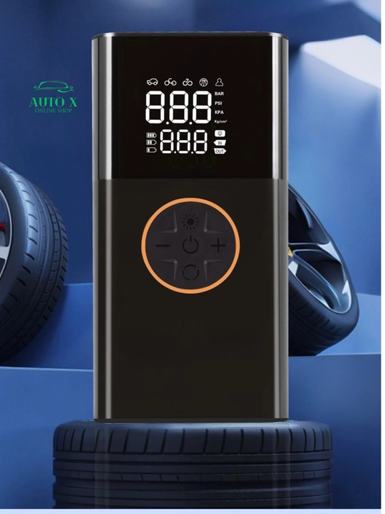 Portativ simsiz kompressor 5 tasi 1da – Power Bank, LED chiroq, SOS, raqamli displey
