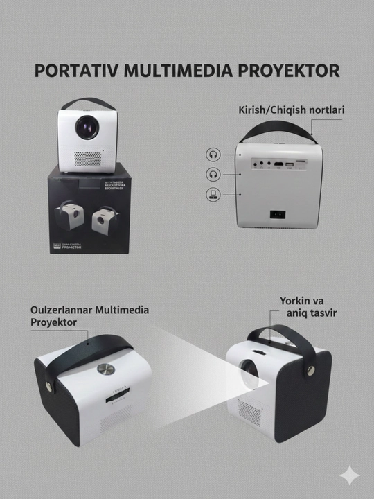 Simsiz mini proyektorlar, LED Unic YG-300, multimedia HD va 4k, masofadan boshqariladigan