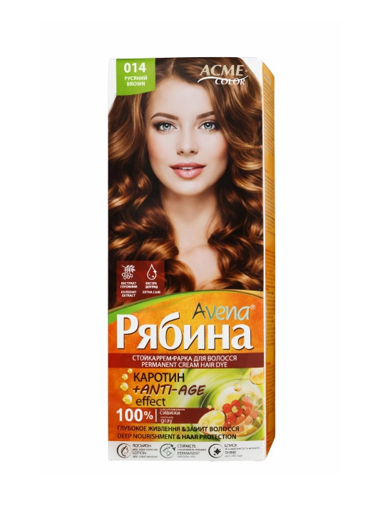 Avena Ryabina Permanent Cream Hair Dye (Doimiy krem-soch bo‘yoq), Keratin+Anti-Age effect - 