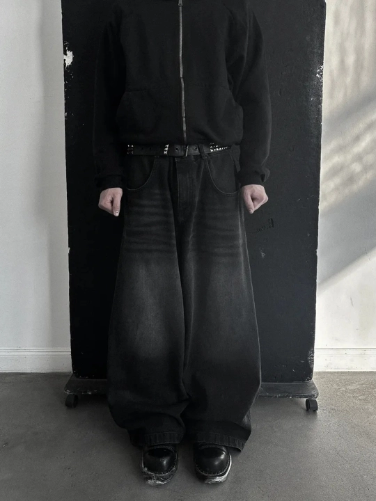 Джинсы широкие трубы прямые оверсайз y2k sk8 rap baggy jeans - 