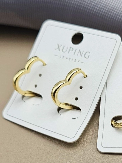 Серьги Xuping сердечки, жемчужины — НИГИНА-СЕРДЕЧКИ-БЕЖЕВ