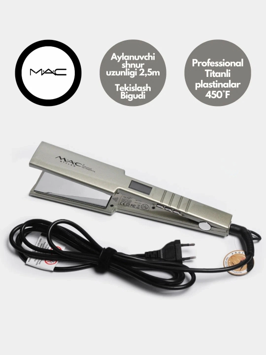 Professional dazmol, soch to‘g‘rilagich MAC Styler MC-5518A, LCD displeyli