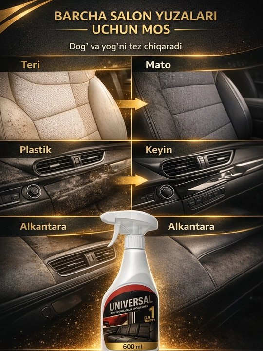 Avtomobil saloni uchun universal tozalovchi sprey "1 daqiqada", 600 ml