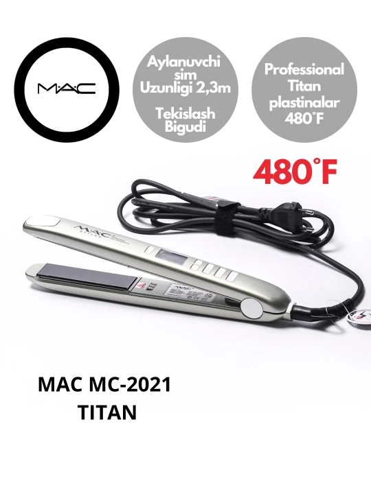 Professional soch tekislovchi dazmol MAC Styler MC-2021 Keramika, LCD displeyli