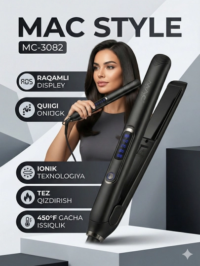 Профессиональный выпрямитель для волос MAC Styler MC-3082 со светодиодным дисплеем — MACSTYP-3082-ЧЕРН
