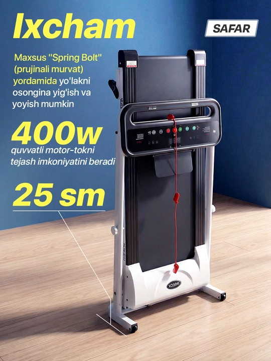 Uy uchun yig‘iladigan elektr yugurish yo‘lagi, 8-12 km-soat