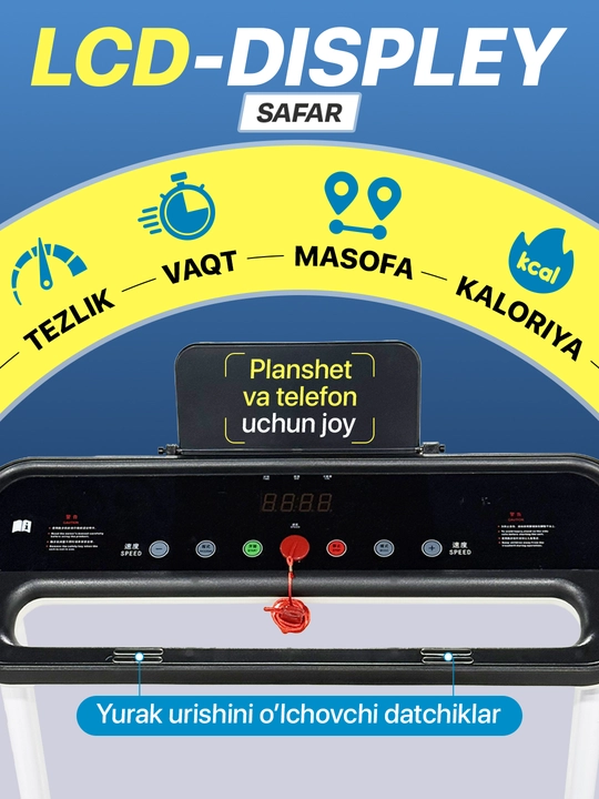 Uy uchun yig‘iladigan elektr yugurish yo‘lagi, 8-12 km-soat