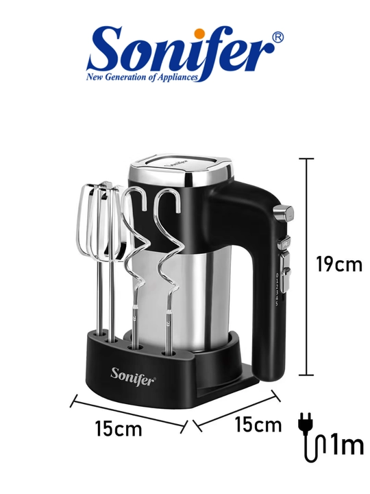 Qo‘l mikseri Sonifer SF-7023, 500W, podstavkali, 2 ta nasadka, 5 tezlik