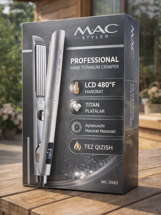 Гофре для волос MAC Styler MC-5583, титановые пластины, LCD, 480°F - 