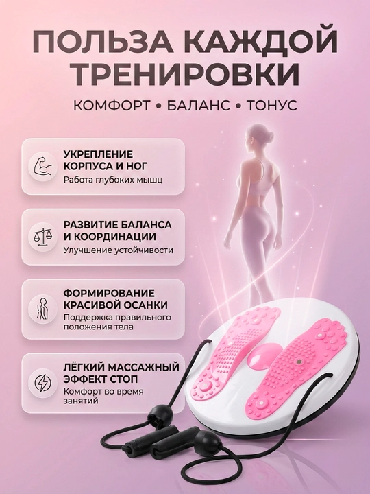 Балансировочный диск с массажным эффектом и эспандерами для дома, фитнеса и пилатеса