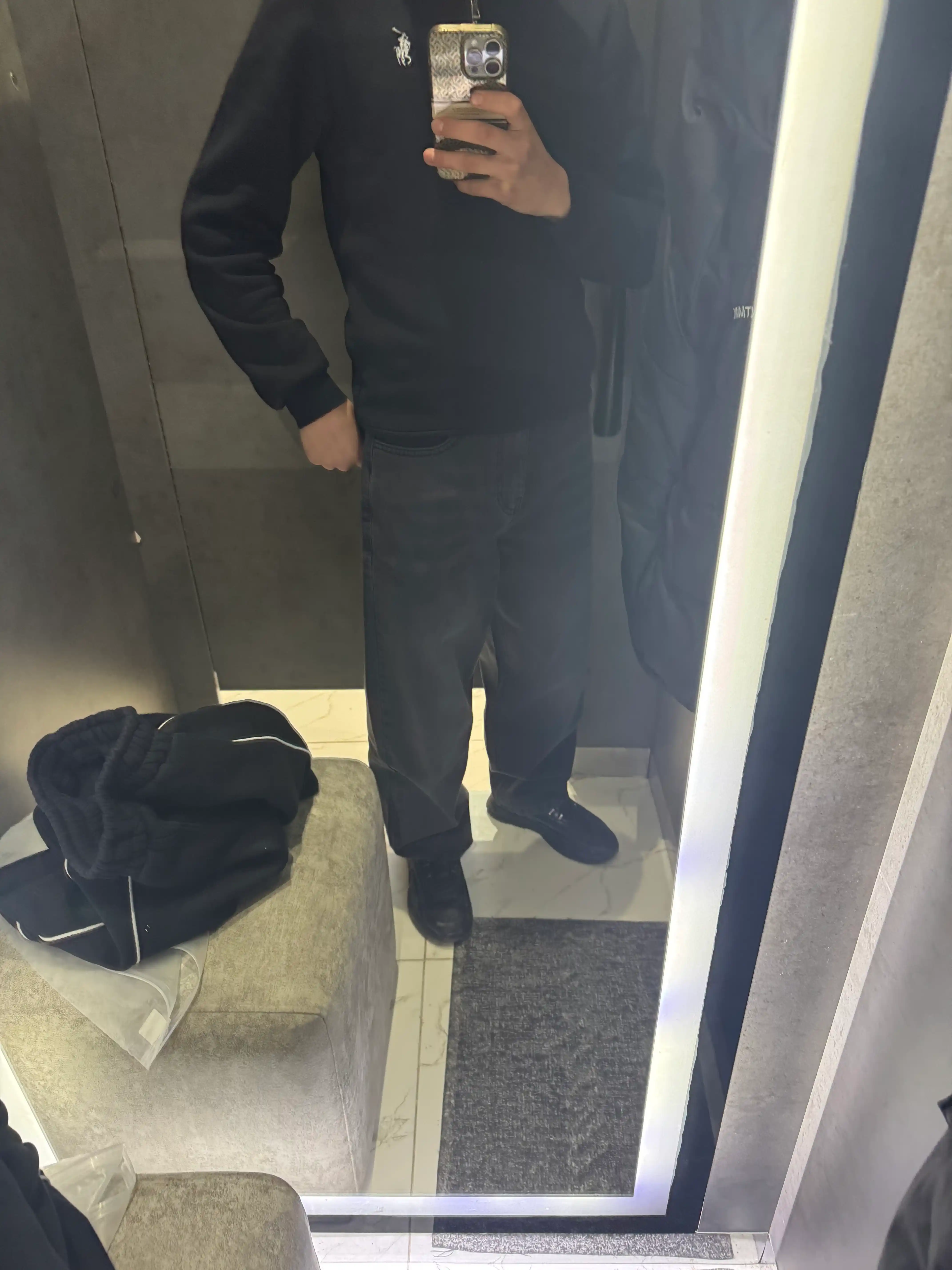 Erkaklar va ayollar keng baggi jinsi shimlari, Y2K, F17 UNI