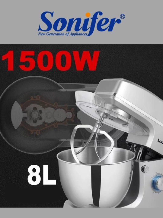 Sonifer SF-8066 8 l kosachali planetar mikser, quvvati 1400Vt, 6 tezlik