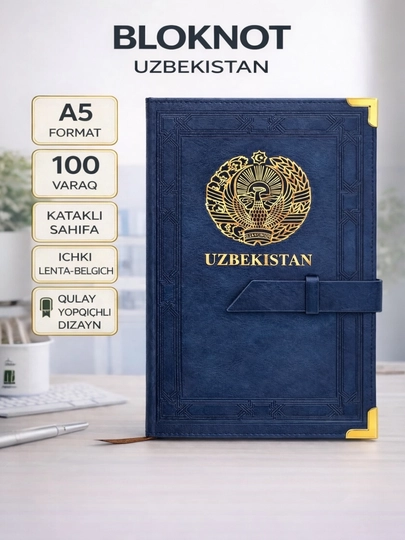 Блокнот формата А5, A4 в клетку, 183/100 листов, 145 мм × 210 мм, для мужчин и женщин — KANSEL1-UZBEKISTANBLOKNOT-СИНИЙ