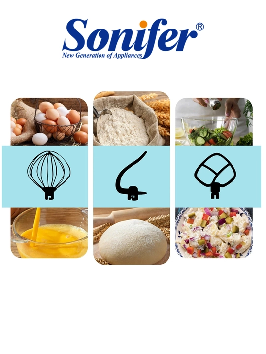 Chashkali mikser, 5,5 litrli, SONIFER SF-8064, 6-tezlik, 1400 Vt
